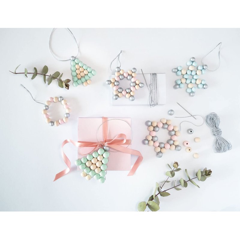 folia Kit Etoiles en perles en bois PASTEL, 161 pièces