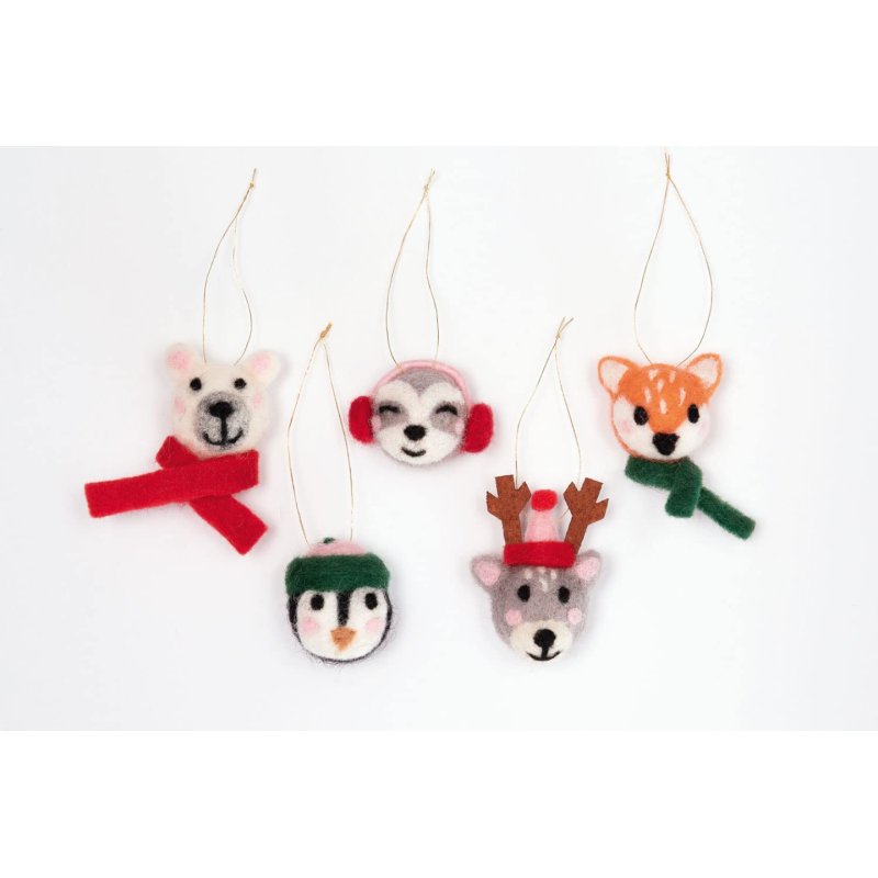 folia Boules en feutre ANIMAUX EN HIVER, 5 pièces