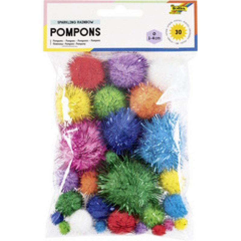 folia Pompons SPARKLING RAINBOW, différentes tailles