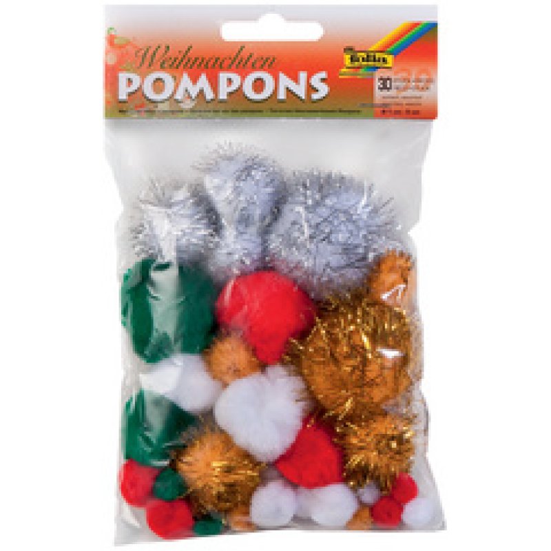 folia Pompons GLITTER X-MAS, différentes tailles