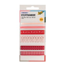 folia Ruban en tissu set "Rosy Love", longueur totale: 5,5 m