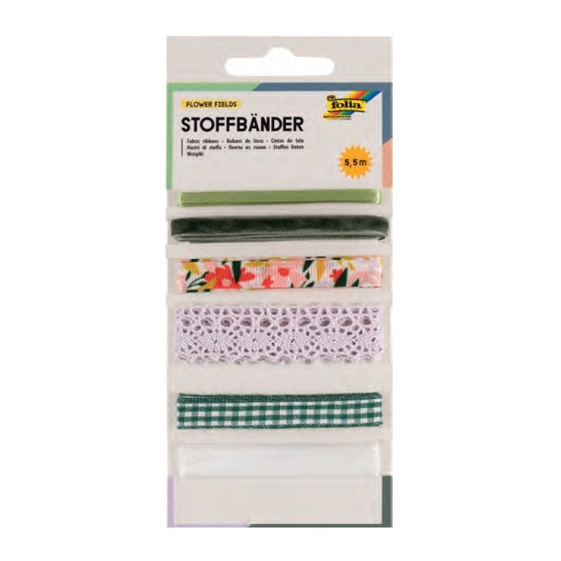 folia Ruban en tissu set Flower Fields,longueur totale: 5,5m