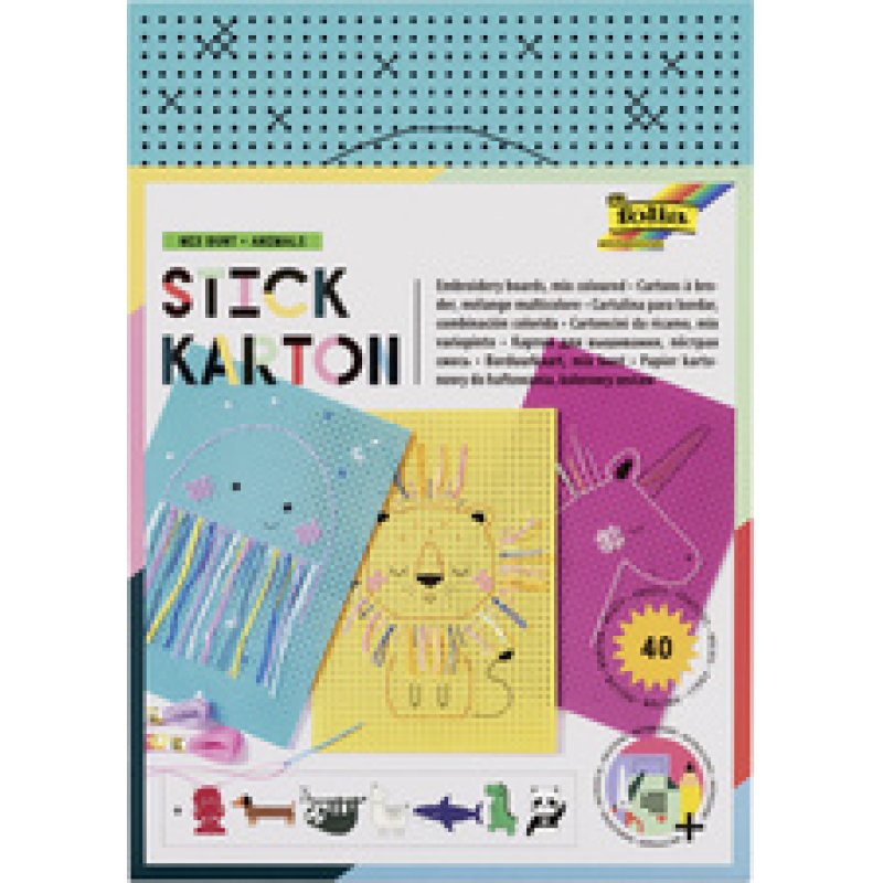 folia Carton à broder "Animals", 175 x 245 mm, multicolore