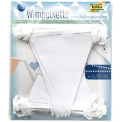 folia Guirlande de fanions "Basic", longueur: 3,80 m, blanc