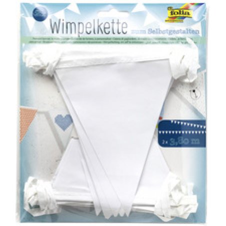 folia Guirlande de fanions "Basic", longueur: 3,80 m, blanc