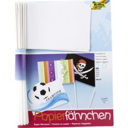 folia Drapeau en papier, A5, longueur tige: 400 mm, blanc