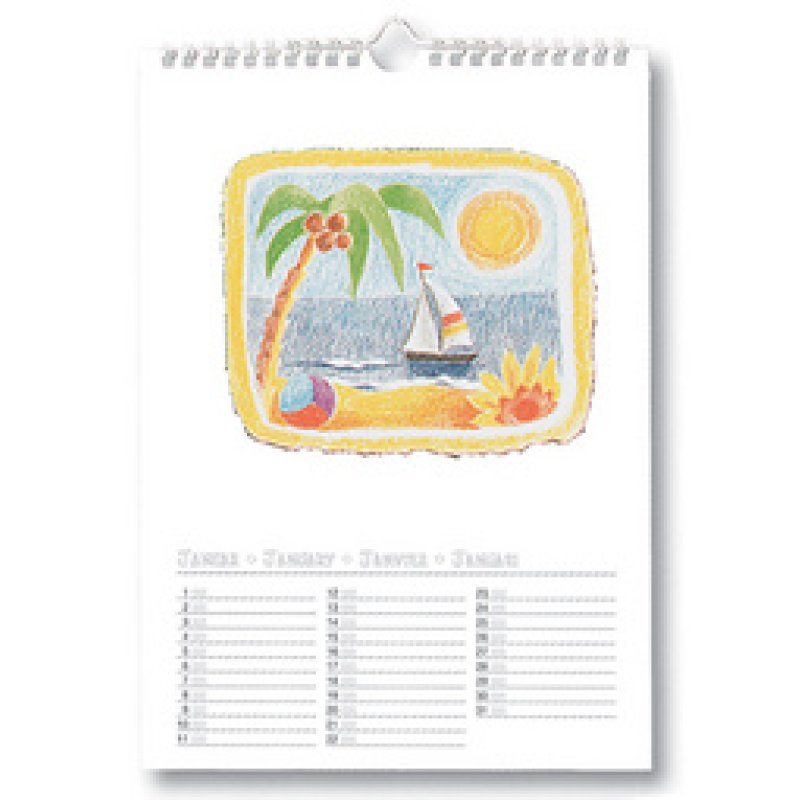 folia Calendrier mural créatif, A4, 170 g/m2, noir