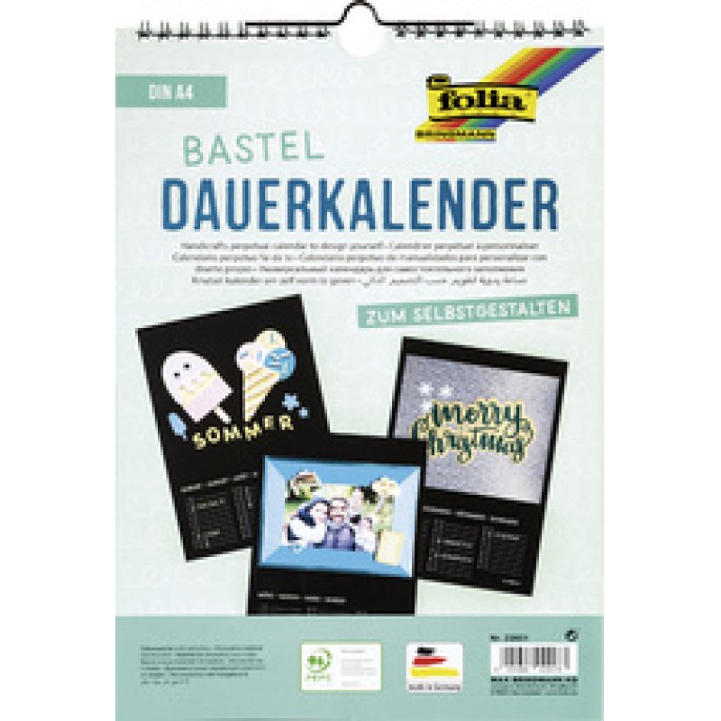 folia Calendrier mural créatif, A4, 170 g/m2, noir