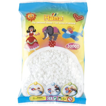 Hama Beads 201-01 perle Perle droite Blanc 3000 pièce(s)