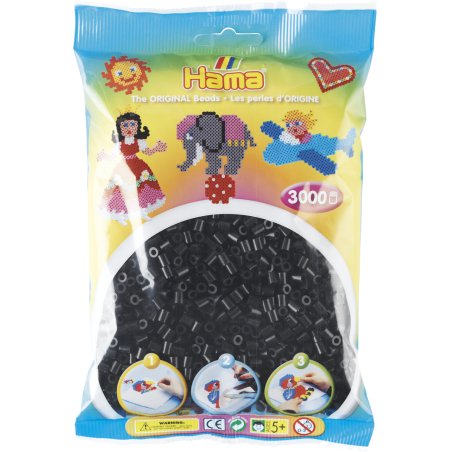 Hama Beads 201-18 perle Perle droite Noir 3000 pièce(s)