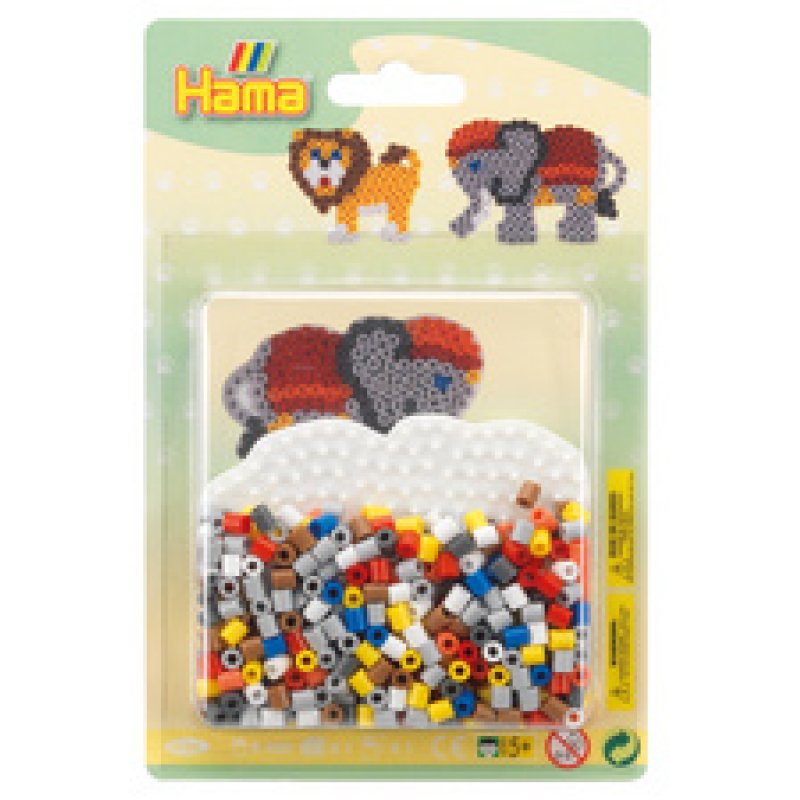 Hama Perles à repasser midi "Eléphant/lion", sous blister