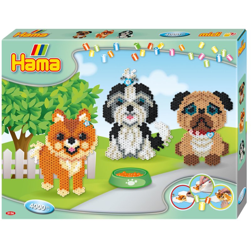 HAMA Perles à repasser midi "Les copains chiens", coffret