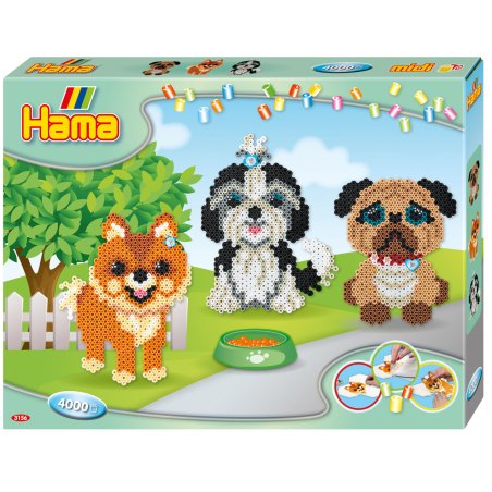 HAMA Perles à repasser midi "Les copains chiens", coffret
