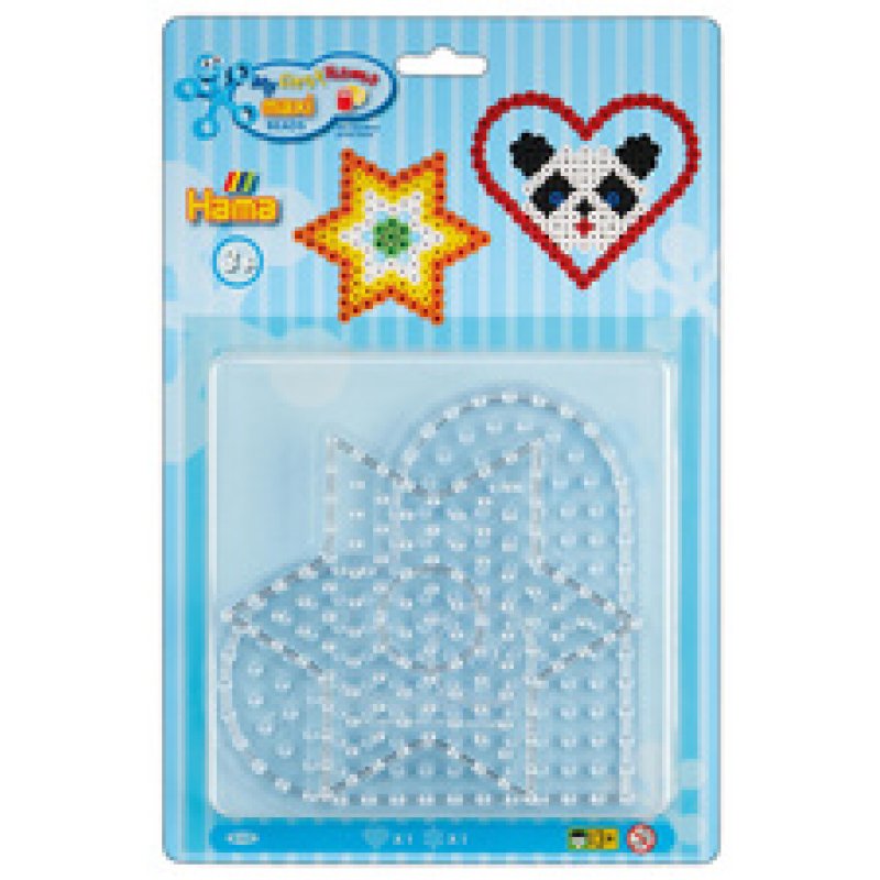 Hama Plaques pour perles à repasser "Coeur, étoile", blister