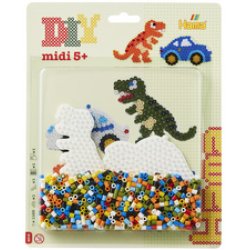 Hama Perles à repasser midi "Voiture/dinosaure", en blister
