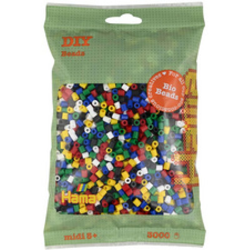 Hama Perles à repasser Bio midi, sachet, "mix 6 couleurs"