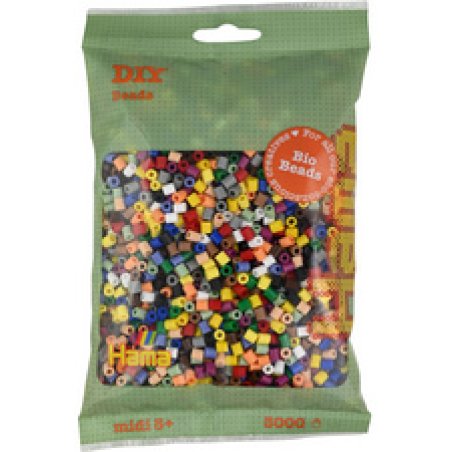 Hama Perles à repasser Bio midi, sachet, "mix 15 couleurs"