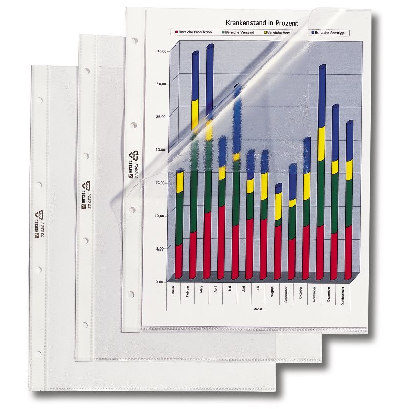 HETZEL Pochette perforée Standard, A4, en PVC, grainée