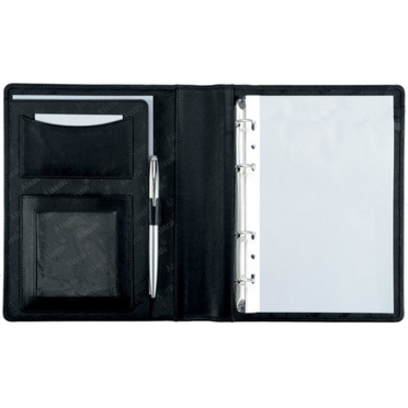 Alassio Serviette classeur "BENACO", A5, cuir nappa, noir