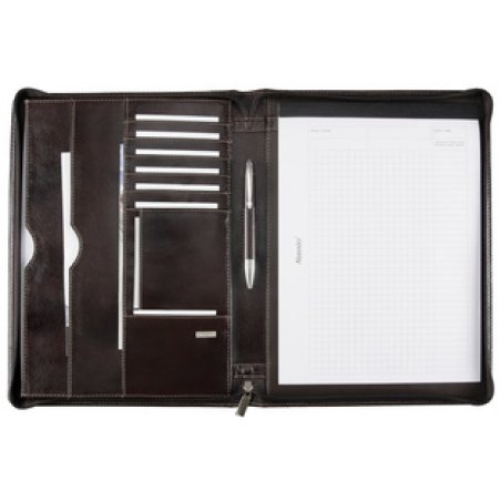 Alassio Conférencier "MONACO", A4, cuir, marron sombre