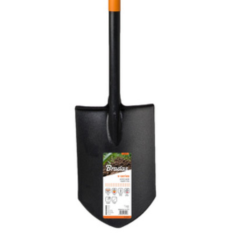 Bradas Bêche pointue, longueur : 1.250 mm, noir/orange