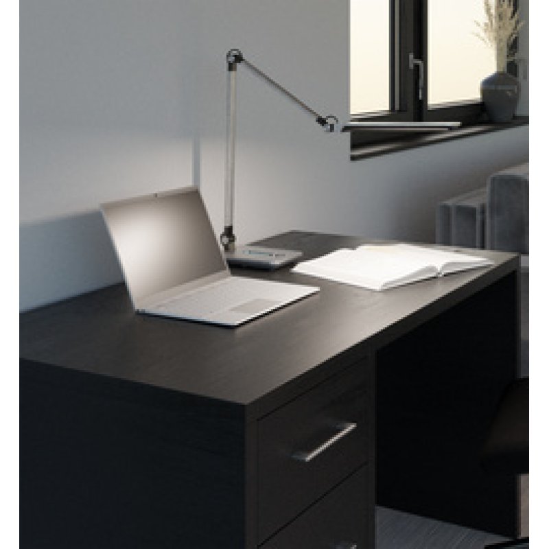 Hansa Lampe de bureau à LED "Wave", socle, gris métallique