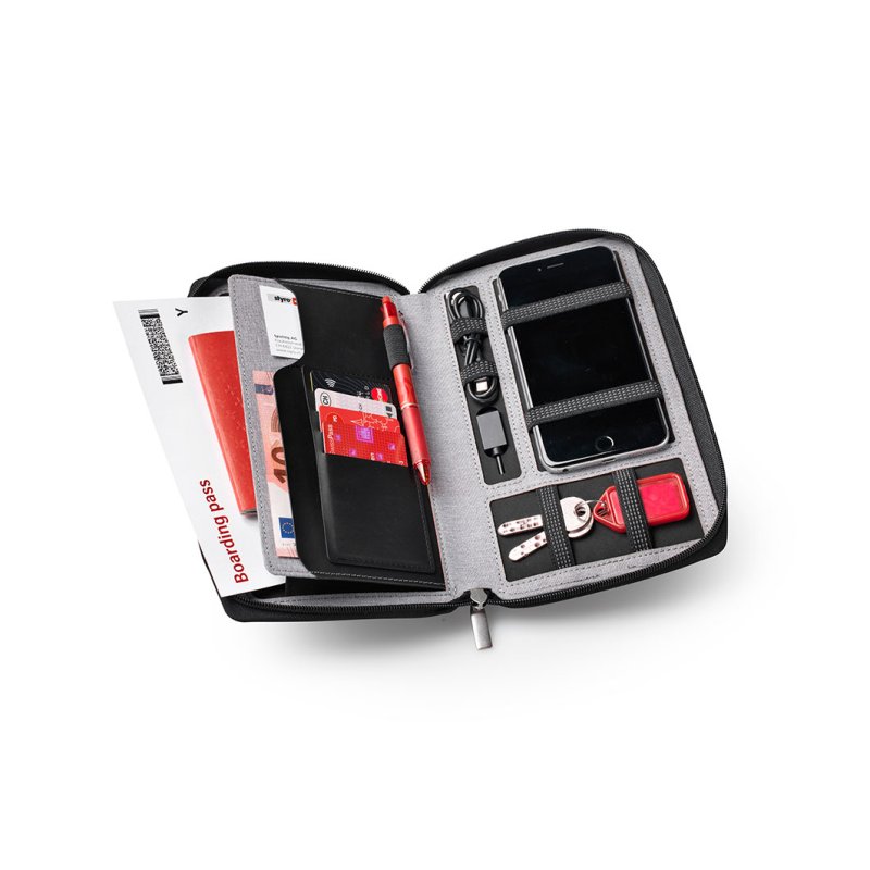 dufco Portefeuille de voyage avec Powerbank, gris