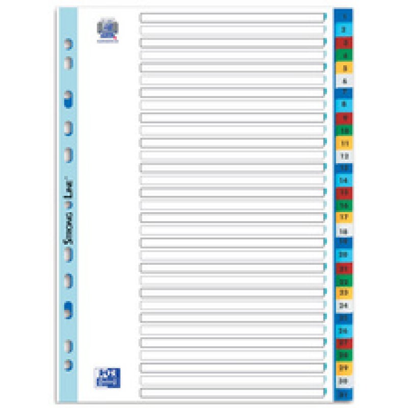 Oxford Ordnerregister DIN A4 Vollformat 1-10 farbsortiert 10-teilig hanging folder