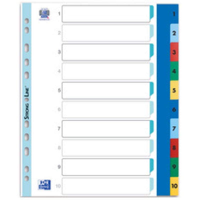 Oxford Ordnerregister DIN A4 Vollformat 1-10 farbsortiert 10-teilig hanging folder