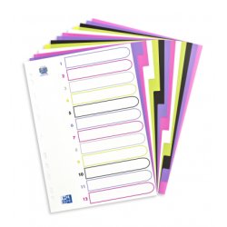 Oxford Intercalaires en plastique myColour, A4, 12 touches