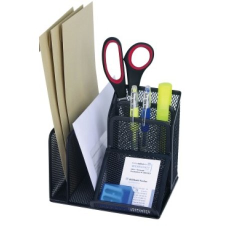 WEDO Multipot Office, 4 compartiments, noir, fil métallique