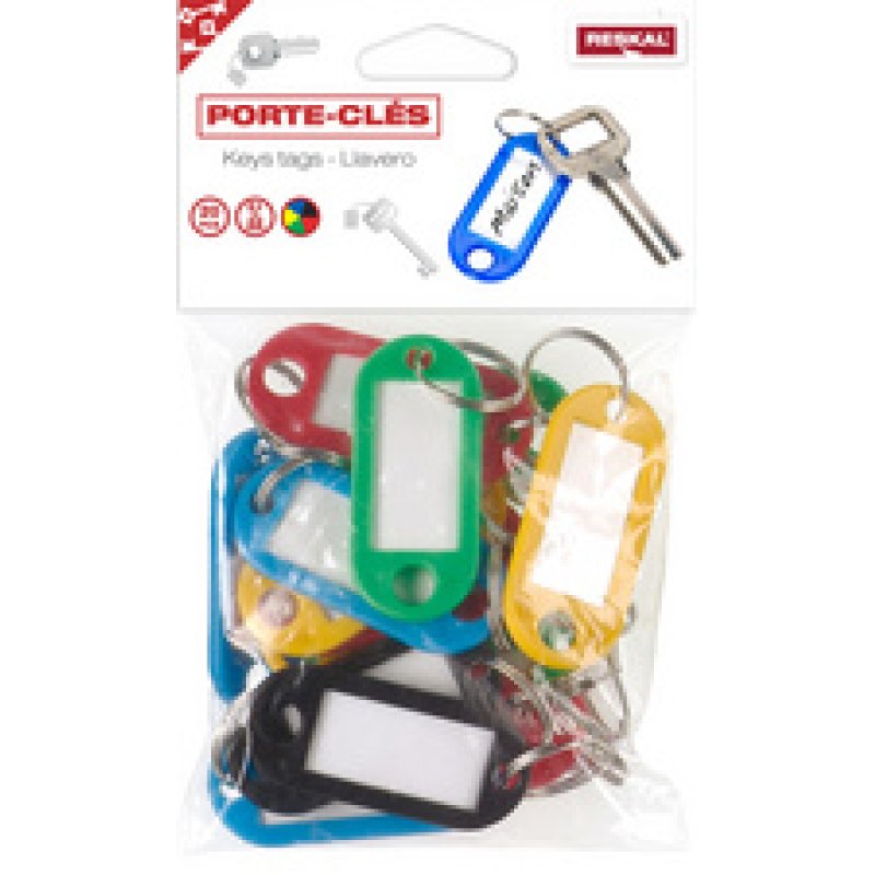 RESKAL Porte-clés avec anneau, diamètre: 18 mm, assorti