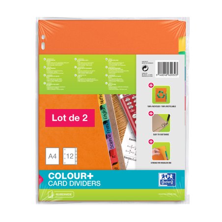 Oxford 400079615 divider Paper Assorted colours 12 pc(s)