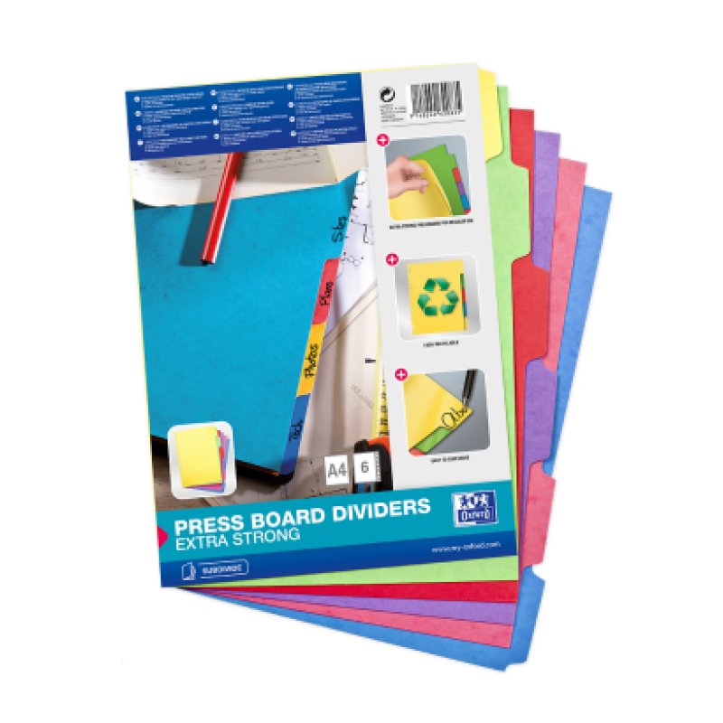 Oxford 100204975 divider Cardboard Assorted colours 6 pc(s)
