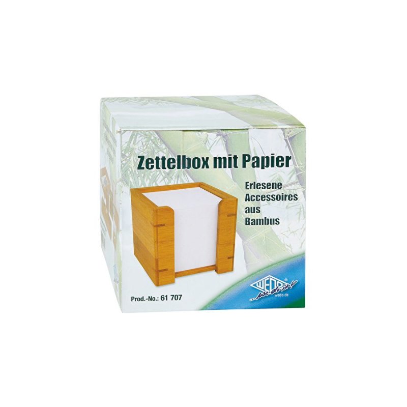 WEDO Bloc cube avec boîtier, en bambou, avec papier