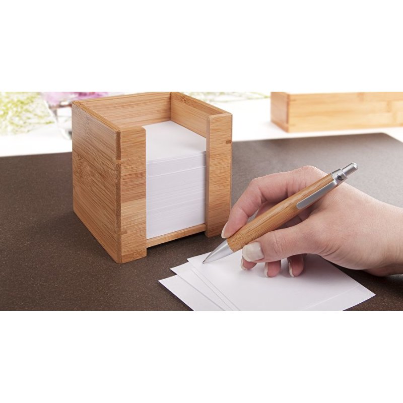 WEDO Bloc cube avec boîtier, en bambou, avec papier
