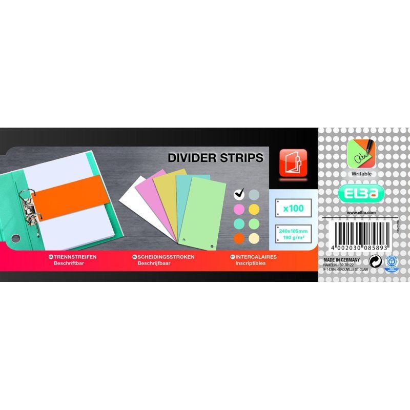 Elba 100421030 intercalaire Carton Blanc 100 pièce(s)