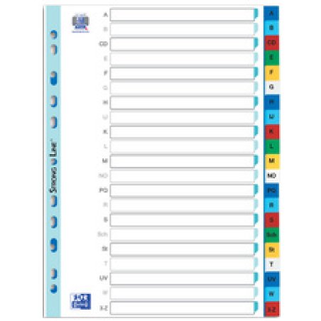 Oxford Intercalaire en plastique A-Z, A4, coloré, 21 pièces