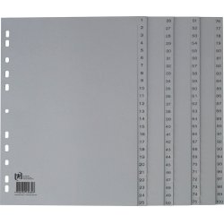 Oxford Intercalaire en plastique 1-100, A4, 100 pièces, gris
