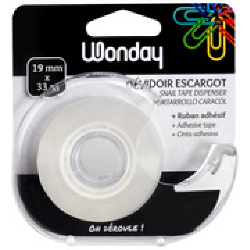 Wonday Dévidoir manuel inclus 1 rouleau adhésif 19 mm x 33 m