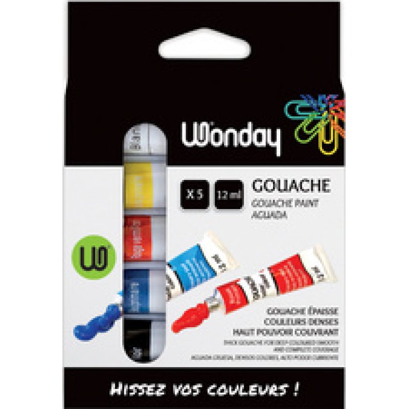 Wonday Gouache, étui carton de 5 tubes de 12 ml