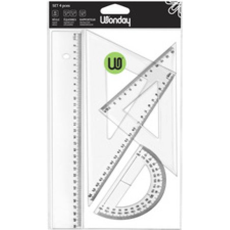 Wonday Set de géometrie ECO, 4 pièces, transparent