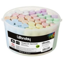Wonday Craie de trottoir "marelle", seau en plastique de 50