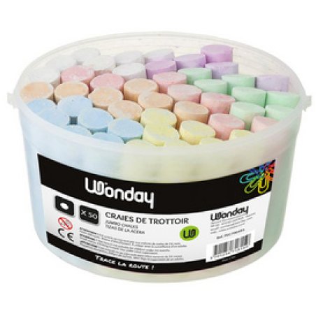 Wonday Craie de trottoir "marelle", seau en plastique de 50