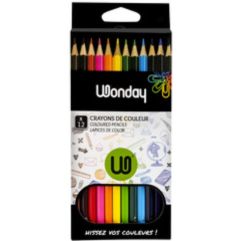 Wonday Crayons de couleur, étui carton de 18