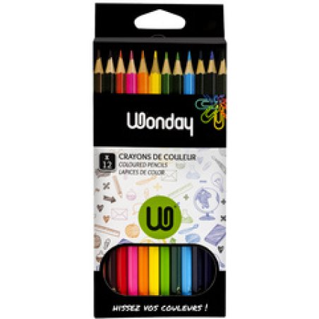 Wonday Crayons de couleur, étui carton de 18