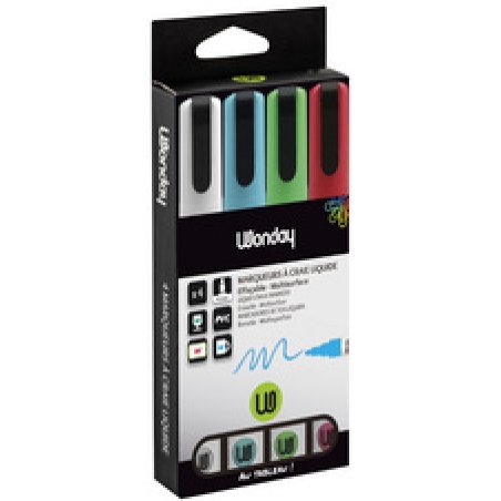 Wonday Marqueur craie, pointe ogive, set de 4 "FUN"