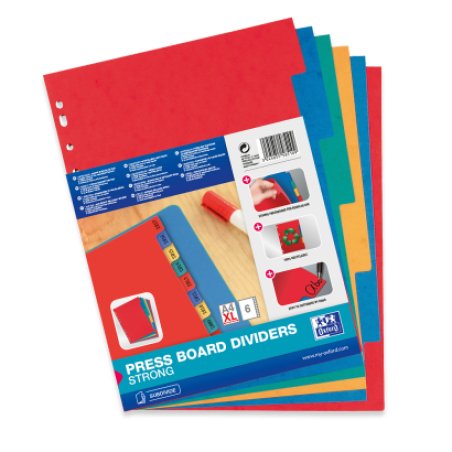 Oxford 100204990 divider Cardboard Assorted colours 6 pc(s)