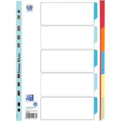 Oxford Intercalaires en carton, uni, format A4, couleur, 5