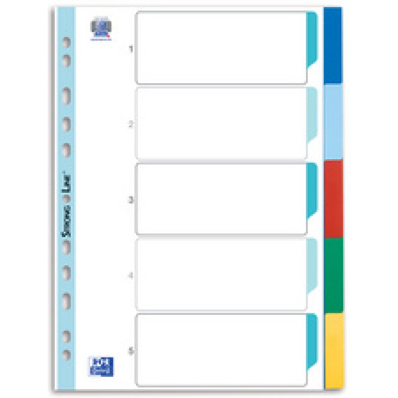 Oxford Intercalaires en plastique, A4, onglets en couleur